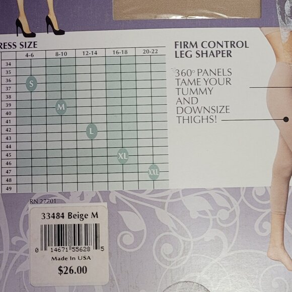 Luleh Beige Firm Control Leg Shaper Capri Length Size Medium NWT - Picture 4 of 5